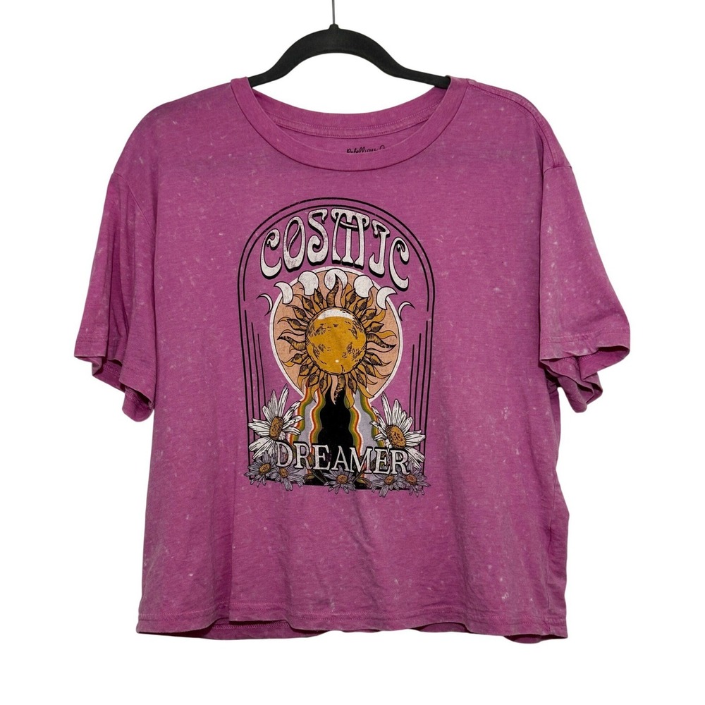 Rebellious One Cosmic Dreamer Graphic Purple Pink Mineral Wash Sun Moon Large - Picture 2 of 4